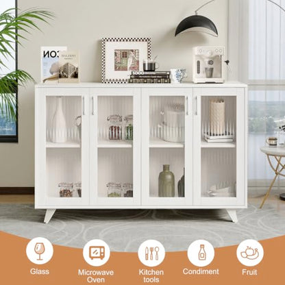 Panana Kitchen Buffet Server Table Accent Sideboard Cupboard Server Buffet Console Table with Doors Cabinet (49inch, White) - color: White, size: 49inch