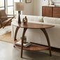 Martin Svensson Home LAX Mid Century Wood Sofa Console Table, Walnut Brown | Retro Modern, Half-Moon Table with Lower Shelf, for Living Room or Entryway - color: Walnut Brown