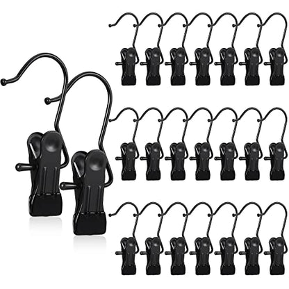 Hotop 48 Pieces Boot Hanger Clips for Closet, Laundry Hanging Hooks Heavy Duty Clips Boot Holder Portable Single Hooks Space Saving for Pants Jeans Clothes Hats Tall Towels (Black) - color: Black