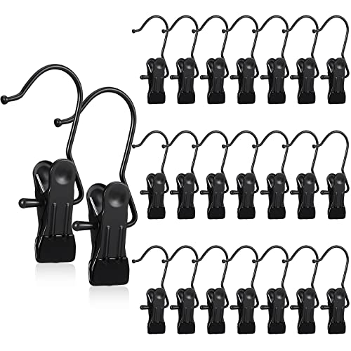 Hotop 48 Pieces Boot Hanger Clips for Closet, Laundry Hanging Hooks Heavy Duty Clips Boot Holder Portable Single Hooks Space Saving for Pants Jeans Clothes Hats Tall Towels (Black) - color: Black