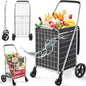 Wellmax WM99024S Grocery Utility Shopping Cart, Easily Collapsible and Portable to Save Space and Heavy Duty, Light Weight Trolley with Rolling Swivel Wheels - size: Medium