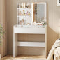 Memobarco Small Vanity Desk with Mirror and Lights, Makeup Vanity with Drawer & Storage Shelves, Vanity Desk with 3 Lighting Modes & Adjustable Brightness, Dressing Table for Women Girls Bedroom,White - color: White