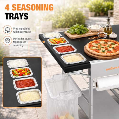 Pizza Oven Table Grill Cart for Ninja Woodfire, Blackstone Griddle, Ooni | 51'' Outdoor Pizza Oven Stand with Seasoning Tray for Outdoor Cooking, BBQ Prep Station, Easy Assembly 30048 - size: 51 x 24 x 31 inches