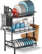 BCWW Dish Drying Rack - 3 Tier Stainless Steel Dish Rack for Kitchen Counter, Large Capacity Kitchen Organizers and Storage Rack with Drainboard and Cutlery Holder