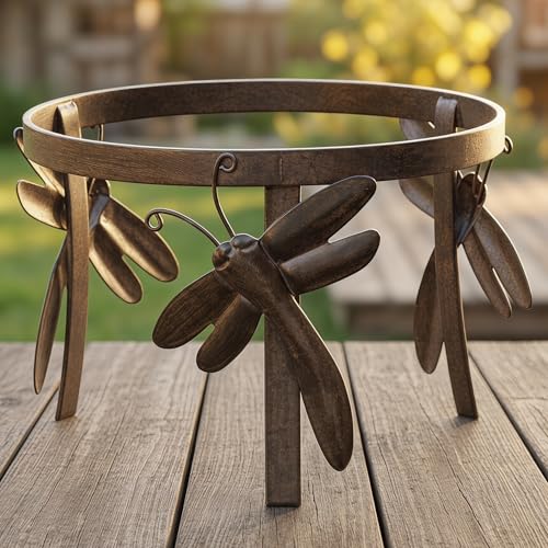 Topadorn Gazing Ball Stand Garden Hardware Steel Metal Stand for 10" or 12" Gazing Globes Outdoor Decor, Dragonfly - color: Dragonfly