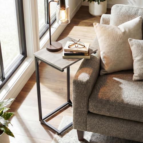 AMHANCIBLE C Shaped End Tables Set of 2, Couch Side Tables that Slide Under Sofa, Slim TV Trays for Living Room and Bedroom, Narrow Space Saving Laptop Workstation, Grey, HET02BGY - color: Grey