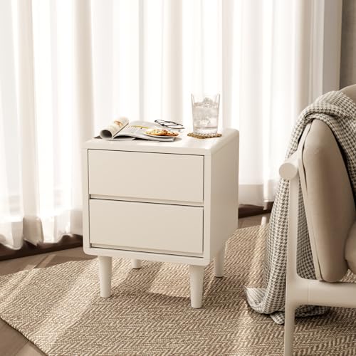 White Nightstand Solid Wood Nightstand,Small Night Stand with Drawers Wood Night Stand,Small Bedside Tables for Bedroom,Living Room,Office,White Bedside Table - color: White, style: 2 drawers