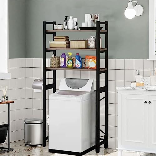 Over Washer and Dryer Storage Shelves for Washer Dryer Countertop, Laundry Room Storage Organizer, Over the Toilet Shelf Suit Washing Machine Width Within 25.59", Hold 50lbs 【Ship from US】 - color: Black