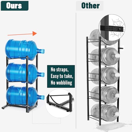 MYLOLF 5 Gallon Water Jug Holder : 4 Tier Water Jug Stand Holder for 5 Gallon Water Dispenser- 5 Gal Water Bottle Storage Rack Organizer for Home Kitchen Garage (3 Tier) - size: 3 Tier