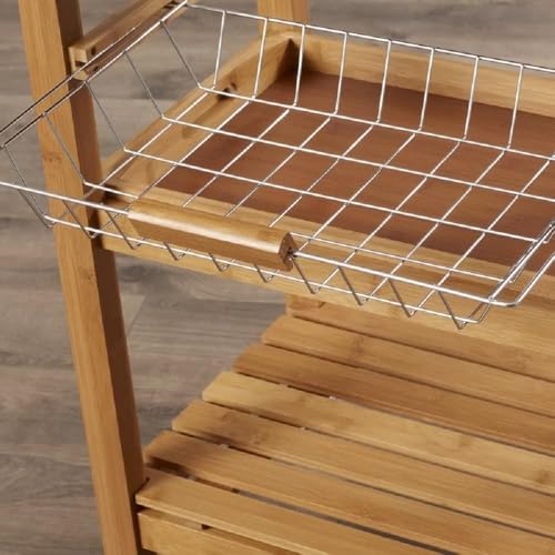 Boraam Aya Bamboo Kitchen Cart with Faux Marble Top - size: Kitchen Cart
