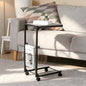 C Shaped End Table Small Couch Side Table with Metal Frame Slide Under Couch Table for Sofa Adjustable Height C Table for Living Room Bedroom Small Spaces, Grey - color: Grey