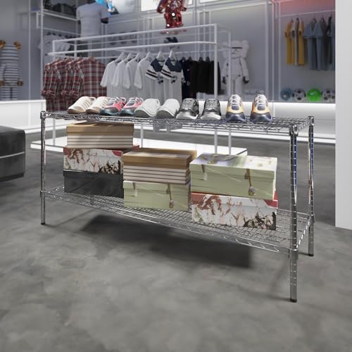 18" Deep x 60" Wide x 27" Height Wire Shelving Kit | 2-Tier | NSF Commercial Storage Rack Unit - size: 18" Deep x 60" Wide