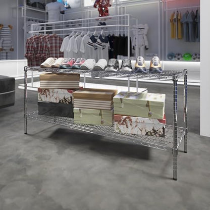 18" Deep x 60" Wide x 27" Height Wire Shelving Kit | 2-Tier | NSF Commercial Storage Rack Unit - size: 18" Deep x 60" Wide
