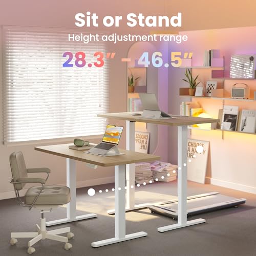 HUANUO 40x24 Inch Electric Standing Desk, Height Adjustable, Light Walnut | Smooth Home Office Desk, 176lbs Capacity with 4 Memory Presets & Headphone Hooks. Easy to assemble Computer Gaming desk - color: Natural, size: 40" X 24"