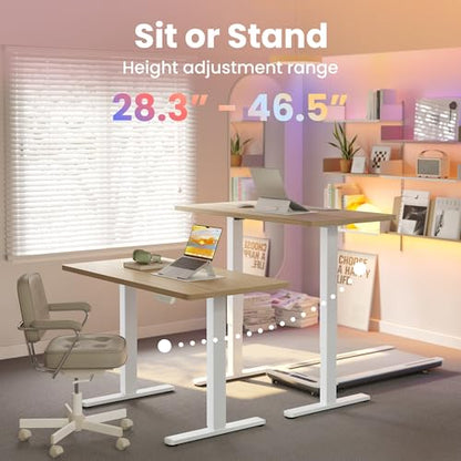 HUANUO 40x24 Inch Electric Standing Desk, Height Adjustable, Light Walnut | Smooth Home Office Desk, 176lbs Capacity with 4 Memory Presets & Headphone Hooks. Easy to assemble Computer Gaming desk - color: Natural, size: 40" X 24"