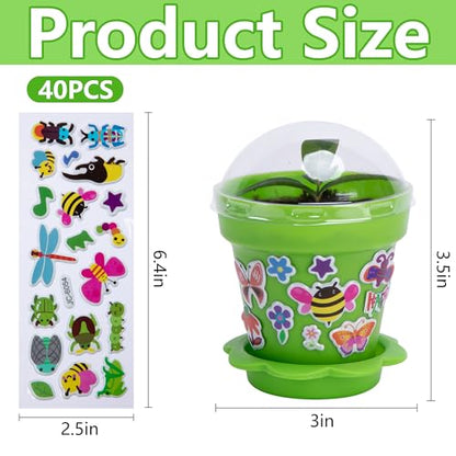 50 Packs Cupcake Plant Nursery Pots with Humidity Dome, Small Plastic Flower Plant Pots with 40 Sheet Stickers, Seeds Starter Pot Flower Planting Container for Seedlings Succulent Display (Mix Colors) - color: 50 Packs With 40 Sheet Stickers