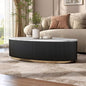 Furniture of America Beryl Modern Oval White Genuine Marble Top Coffee Table with Fluted Pedestal Base and Gold Stainless Steel Accent, Low Profile Table for Living Room, Home Office, Black - size: Coffee table, style: Oval