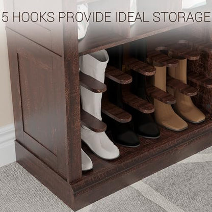 Garvee 10-Tier Shoe Storage Cabinet, Tall Wooden Shoe Rack with 30 Cubbies, Freestanding Entryway Shoe Organizer for Entryway, Living Room