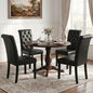 LSSBOUGHT Upholstered Dining Chairs Set of 4,Tufted Parsons Kitchen Chair with Solid Wood Legs, Modern PU Leather Side Chair for Dining Room/Restaurant(4pcs,Black) - color: Black-pu, size: Set of 4