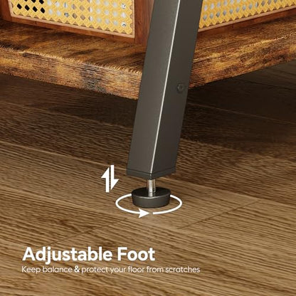 Side Table with Charging Station,3-Tier Small End Table,Lucky 7 Metal Shape | 2 AC Outlets + 2 USB Ports, Adjustable Feet, Nightstand for Bedroom, Living Room, Couch, Narrow Spaces, Rustic Brown - color: Rustic Brown