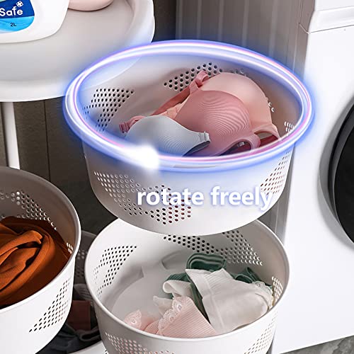 4-Tier Adjustable Kitchen Storage Rack,4 Layer Rotating Vegetable Organizer with Lockable Casters,Multi-Layers Rotatable Baskets for Kitchen Bathroom Living Room,White - size: 4-Tier