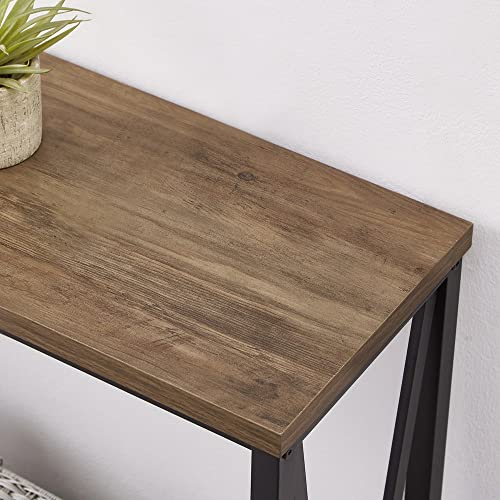 FOLUBAN Rustic Sofa Console Table, 2-Tier Industrial Entryway Hallway Table for Living Room, Oak - color: Oak