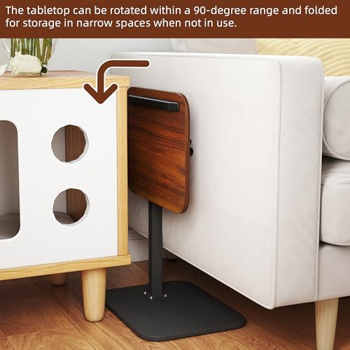 FuturelOT Sofa Couch Arm Table Tv Tray Small Bedside Table C Shaped Adjustable Height Side End Tables for Living Room, Bedroom, Pure Black - color: Pure Black