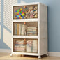 LDQ Storage Bins with Lids, 3 Tier 69QT Stackable Storage Cabinet, Foldable Closet Organizer with Doors & Wheels, Plastic Storage Drawers for Bedroom, Living Room, Bathroom