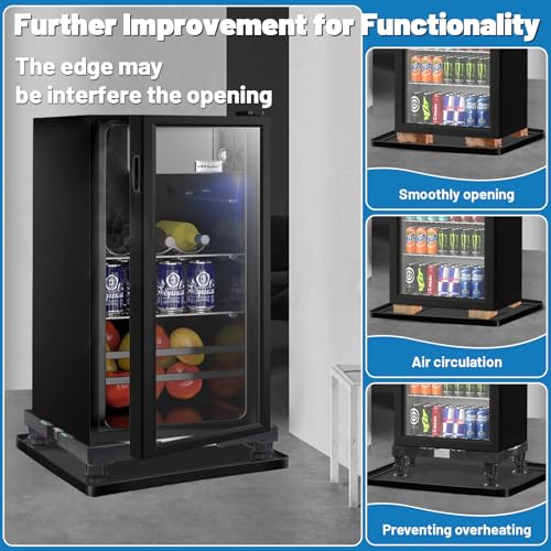 Nefish Mini Fridge Stand with 23.6" x 23.6" x 0.8" Silicone Drip Tray with Raised Edge Mini Refrigerator Stand with Mat Portable Washer and Dryer Pedestal - style: Black-Stand with 23.6x26.6x0.8 drip tray