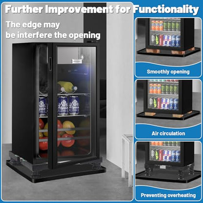 Nefish Mini Fridge Stand with 23.6" x 23.6" x 0.8" Silicone Drip Tray with Raised Edge Mini Refrigerator Stand with Mat Portable Washer and Dryer Pedestal - style: Black-Stand with 23.6x26.6x0.8 drip tray