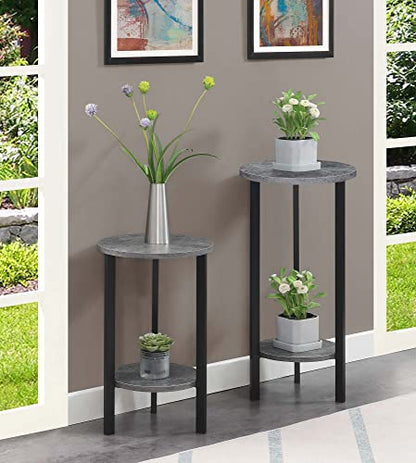 Convenience Concepts Graystone 2 Tier Tall Plant Stand 31" - Industrial Stand for Plants, Vases, and Antiques, Urban Modern Design for the Living Room, Hallway, Entryway, Cement/Black - color: Cement/Black