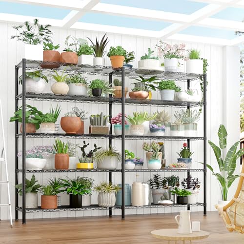 5-Tier Heavy Duty Metal Shelving Unit, Adjustable Storage Rack with Leveling Feet, Freestanding Standing Shelf Organizer, for Garage Pantry Kitchen, Black - color: Black, 5 Tier-69.69"
