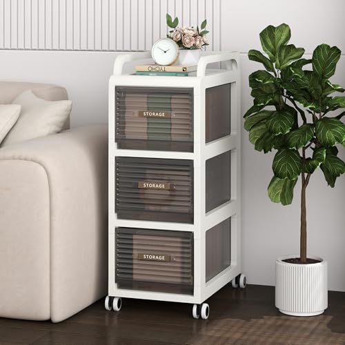 Bathroom Storage with Drawers, 11.8" Wide Wide Slim Storage Cabinet with Wheels for Small Spaces, Narraw Cart for Kitchen Office Bedroom Dinning Room Under Desk, 29.7" Tall - size: 30x41x75 cm
