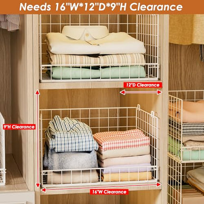 Yociyoga 4-Tier Stackable Closet Organizers and Storage Basket, Foldable Closet Shelf Organizer System, Space-Saving Clothes Storage Drawer Organizer for Wardrobe, White ((Patent 30022416))