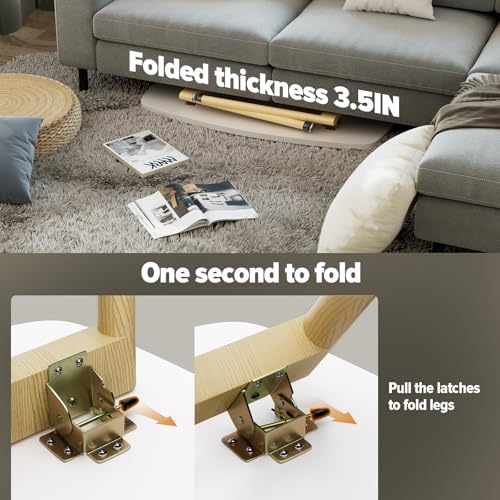WOHOMO Folding Coffee Table 39.3'' White Coffee Tables for Living Room Portable Simple Modern Rectangular Center Table for Small Spaces, No Assembly, White - color: White-htp