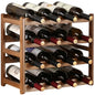 Wine Rack Storage,Bamboo Wine Racks Cabinet Shelf,4-Tier 16 Bottles Freestanding Wine Bottle Holder for Basement,Kitchen,Countertop - color: 16 Bottles Walnut