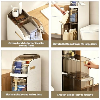 BGYMF 3-Tier Slim Bathroom Storage Cabinet,Slim Cabinet for Bathroom,Narrow Movable Bathroom Storage Organizer for Small Spaces,Bathroom,Kitchen,Living Room - size: Slim 3 Tiers