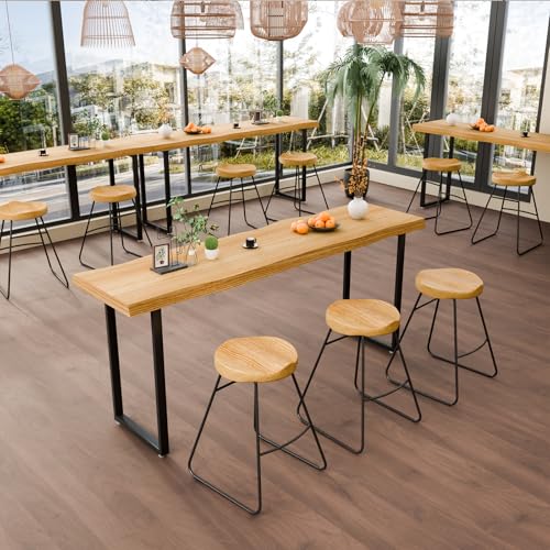 Narrow Bar Table, Rectangular Solid Wood Counter Height Table, Industrial Height Pub Table with Sturdy Metal Frame, Easy-to-Clean Top for Kitchen,Restaurant, Cafe (55.1 in) - size: 55.1 in