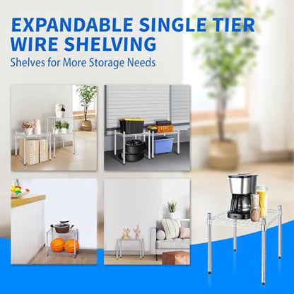 Simple Deluxe 1-Tier Shelving Unit, 15" W x 15" D x 13.8" H Wire Metal Storage Rack, Chrome - color: Chrome, size: 1-Tier, 15"W x 15"D x 14"H