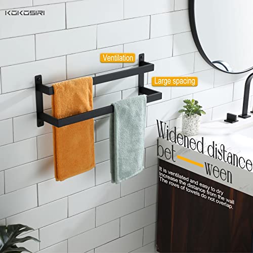 KOKOSIRI Towel Bars Black Bath Towel Holders 20 Inches Bathroom 2-Tiers Ladder Towel Rails Wall Mounted Towels Shelves Rack Stainless Steel, B5008BK-L20 - color: Matte Black, size: 20-Inch