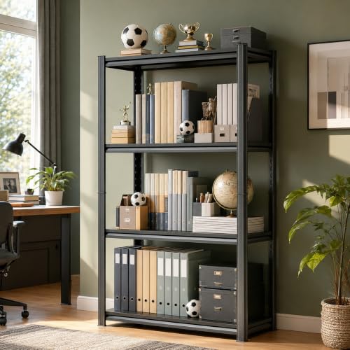 Book Shelf Book Shelves 4 Tier Metal Shelving Units and Storage Racks Bookcase Display Organizer for Living Room Home Office Library (Convertible into 2 Low Racks). 54.3"H × 23.6"W × 13.8"D - size: 4-Tier, 54.3"H × 23.6"W × 13.8"D