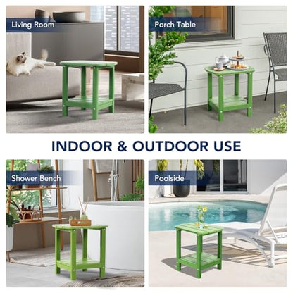 Nalone Adirondack Side Table, 16.5" Outdoor End Table, HDPE Plastic, Small for Patio (Lime) - color: Lime