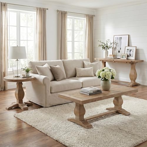 Martin Svensson Home Napa Solid Wood Pedestal End Table, Driftwood - color: Driftwood