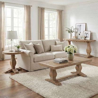 Martin Svensson Home Napa Solid Wood Pedestal End Table, Driftwood - color: Driftwood