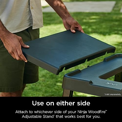 Ninja XSKUSSDTBL Woodfire Attachable Side Table, Compatible with Ninja Woodfire Universal Stand, Side Utensil Holder, Left or Right Compatible, Weather-Resistant, Black