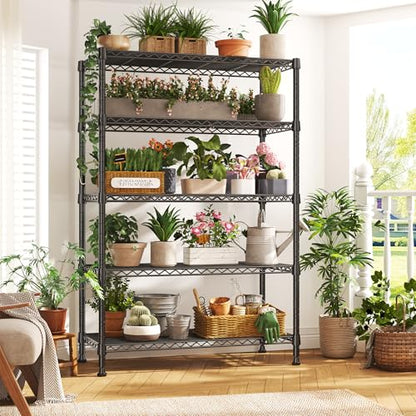 REIBII 5-Tire Storage Shelves, Wire Shelving Load 1000LBS Metal Shelves for Storage Adjustable Garage Shelving Unit Wire Shelf Rack Kitchen Storage Rack Pantry Shelves 31.5''W x 15.7'' D x 71''H - size: 5 Tier-15.7"D x 31.5"W x 71"H