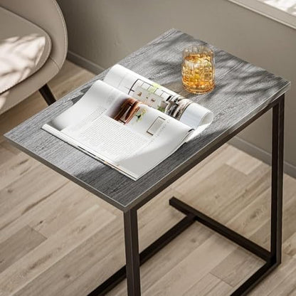 Pipishell C Shaped End Table 27 Inches High, Side Table for Couch Slide Under, Sofa Side Table for Living Room, Grey - color: Grey