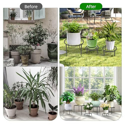 6 Pack Outdoor Plant Stand, Heavy Duty Metal Plant Stand, Flower Pot Stand Indoor Outdoor , Rust Proof Iron Planter Stand, Multi-Size Plant Pot Stands, Pot Stands for Plants Indoor Home Garden Patio