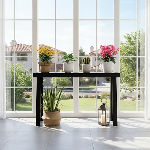 Plank+Beam Classic Console Table, 56 Inch, Black | Non-Toxic Finishes, Versatile Design, Elegant Details, Easy Assembly, Quick Setup, Solid Wood - color: Black, size: 56" Console Table