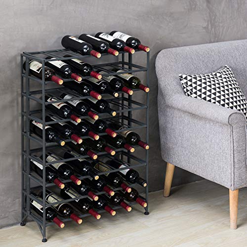 MyGift Gray Metal Wine Rack Freestanding Floor Stand, 9 Tier Wine Bottle Shelf - Holds up to 54 Bottles - color: Grey